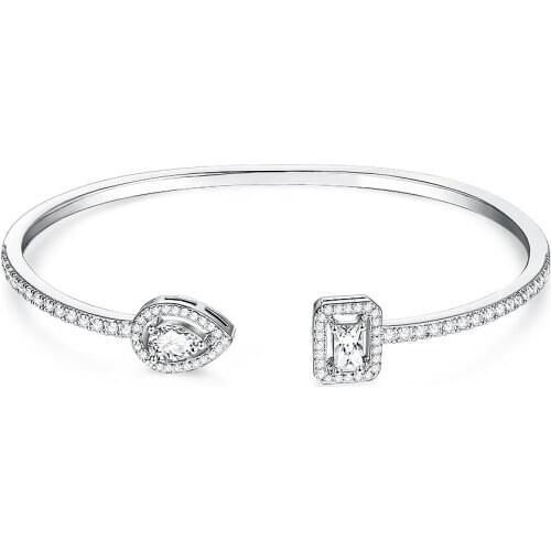 ZEMIOR Bangles For Women Simple Zircon Open Bangle Girl Engagement Party Prom Anniversary Gift Fashion Jewelry On Sale 2021