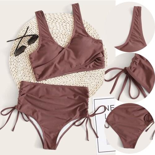 Sagace summer split Bikini Beach Spa swimsuit womens sexy solid drawstring Bikini Swimsuit Купальники 2021bikini