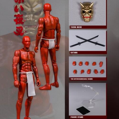 1/12 DAMTOYS DPS08 RED YASHAMAN Hobbyist Action Figure 6'' Action Body With YASHA MASK Weapon Model
