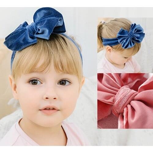 1pcs Baby Girls Headbands Cute Big Bow Hair Band Winter Princess Ribbon Hair Soft Velvet Bandanas Baby Hair Accessories