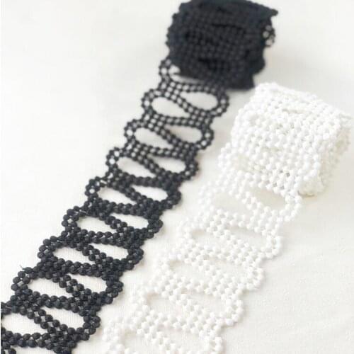 1 Yard High Quality White Black Lace Embroidered Water Soluble Lace Trim 6CM Width for Garment Accessory