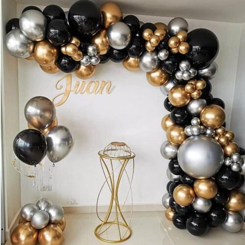 110pcs Balloon Arch Garland Kit Chrome Gold Silver Latex Black Balloons Wedding Hawaiian Party Birthday Decoration Shower Globos