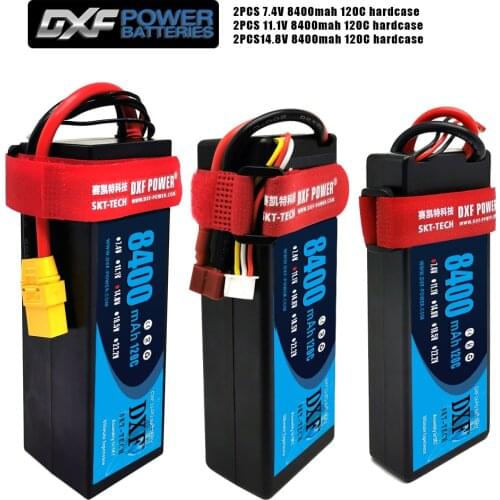 2PCS DXF 4S 3S 2S Lipo Battery 14.8V 11.1V 7.4V 8400mah 120C hardcaseHardCase For RC Car Truck Truggy FPV Airplane Boat Buggy