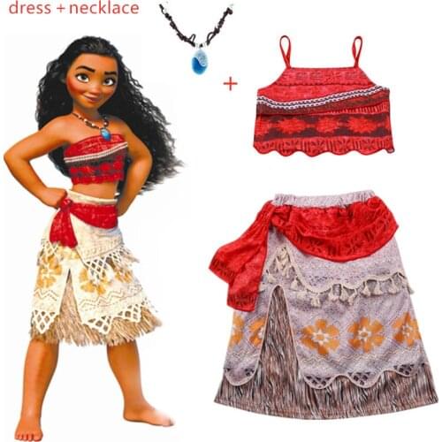 2019 bohemian Summer Moana Dress cosplay Girls Clothes Moana Kids Dresses Party girl Vaiana Cosplay Costumes Children Clothing