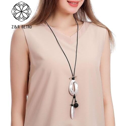 2021 Fashion Geometric Long Chains Collar Necklace Trend Silver Color Suspension Pendants Vintage Costume Body Jewelry for Women