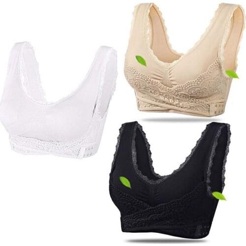 3PCS Women Sports Bras Lingerie Lace Solid Color Cross Side Buckle Without Rims Gathered Sports Underwear Sleep Bra New