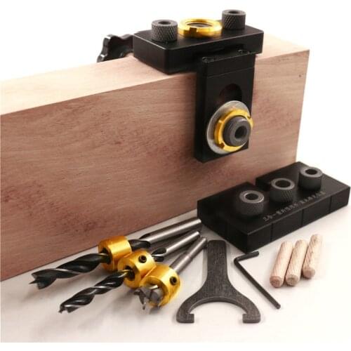 Woodworking Pocket Hole Jig 3 In 1 Adjustable Doweling Jig with 8/15mm Drill Bit for Drilling Guide Locator Puncher DIY Tools