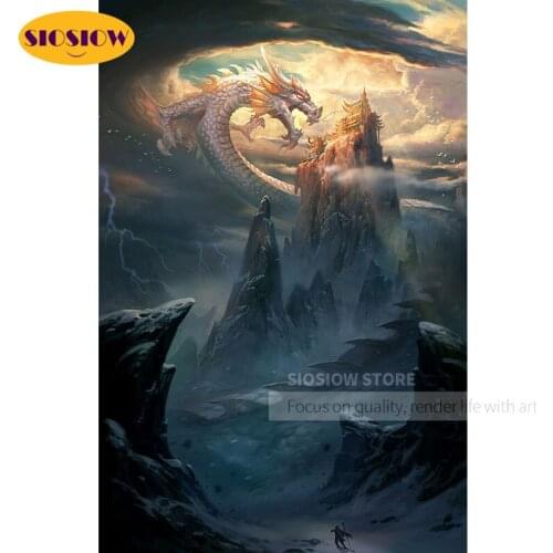 SIOSIOW Diy 5d Diamond Painting Animal Dragon Full Square Diamond Mosaic Embroidery Chinese Cross Stitch Fantasy Home Decor Room