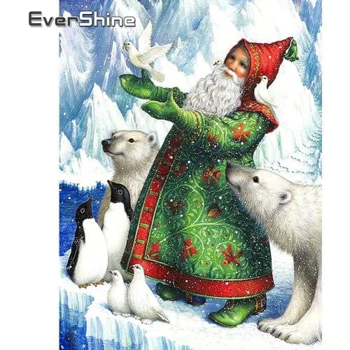 EverShine Diamond Embroidery Full Square Christmas Diamond Mosaic Santa Painting Cross Stitch Picture Bear Handmade Gift