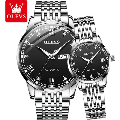 OLEVS Luxury Brand Mechanical Lover Watch Ladies Mens Watch Retro Waterproof Sports Automatic Couple Watch Reloj Hombre Mujer