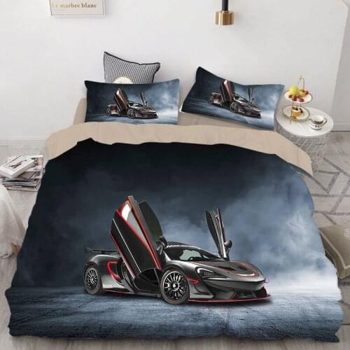 Black Red Sports Car Bedding Set 3D Flame Printed Duvet Cover Bedclothes Queen King Size Home Textiles High Quality Bedspread