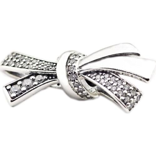 CKK Silver 925 Jewelry Fits Pandora Bracelets Brilliant Bow Charm Fashion Beads Original Sterling Silver Making