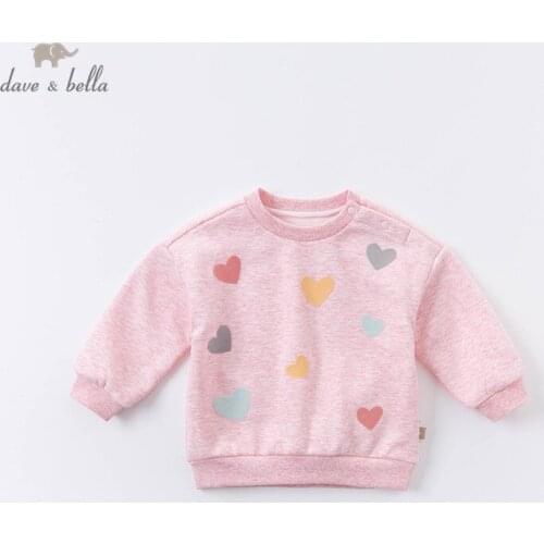 DBZ15303 dave bella autumn baby girls cute love print T-shirt children tops girls kids fashion tees