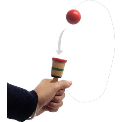 Wooden Toy Absorbed Hand Eye Coordination Game Sword Juggling Ball Skills Wooden Skill Educational Toy For Children