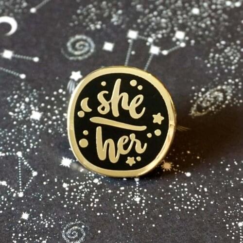 She/Her - Starry Pronouns Enamel Pin Lapel Pins Badge Brooch Jewelry Accessory