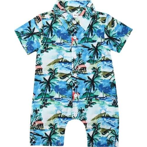 Focusnorm Fashion Summer Infant Baby Boy Newborn Hawaii One-Piece Romper Jumpsuit Trousers Outfits