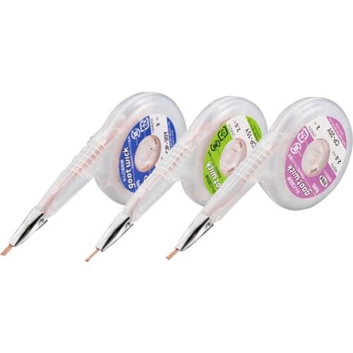GOOT Lead-free RoHS MSDS Desoldering Wicks Dispenser Pack with Stainless Steel Mouth for Precision PCBs RMA Safely 1pcs 2M