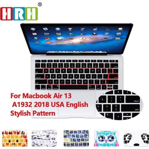 HRH Owl Hedgehog Panda Starry Night Marble Silicone US Laptop Keyboard Protective Film for MacBook Newest Air 13" 2018 A1932