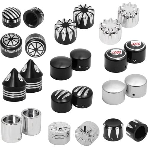 Motorcycle Front Axle Nut Covers Caps Aluminum For Harley Touring Softail Breakout Dyna Street Bob Fat Bob V-Rod FLTR VRSC XG XL