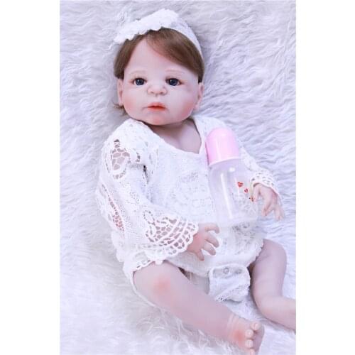 Bebe doll reborn 22" girl body full silicone reborn dolls for child gift can enter water play house toys bonecas reborn silicon