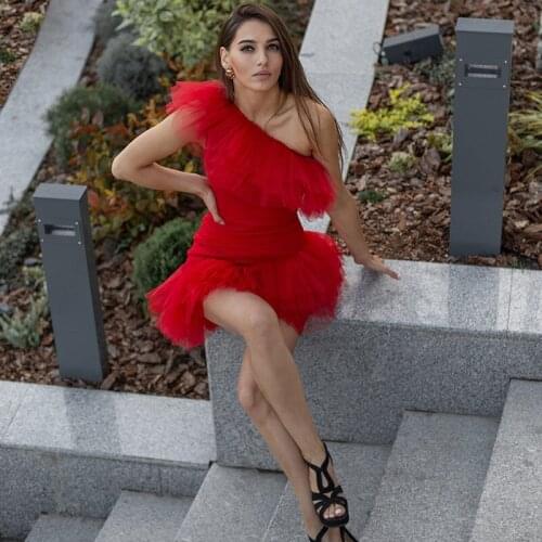 Женские коктейльные платья на одно плечо Lampades China At AliExpress