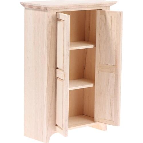 1/12 Dollhouse Miniature Accessories Mini Wooden Storage Wardrobe Simulation Cabinet Furniture Toys For Doll House