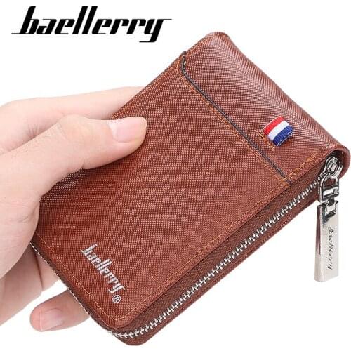 2019 Baellerry Men Wallets 9 Card Holders Zipper Short Desigh Men Purse PU Leather Solid High Quality Male Purse