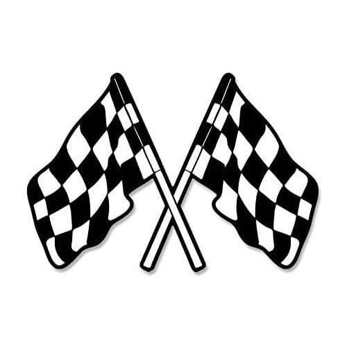 Dual Checkered Flags Shaped Sticker (auto car Racing Win Winner)