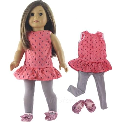 New Fashion Doll Clothes+1 Tights+1 pairs Shoes for 18 inch American Doll Many Style for Choice
