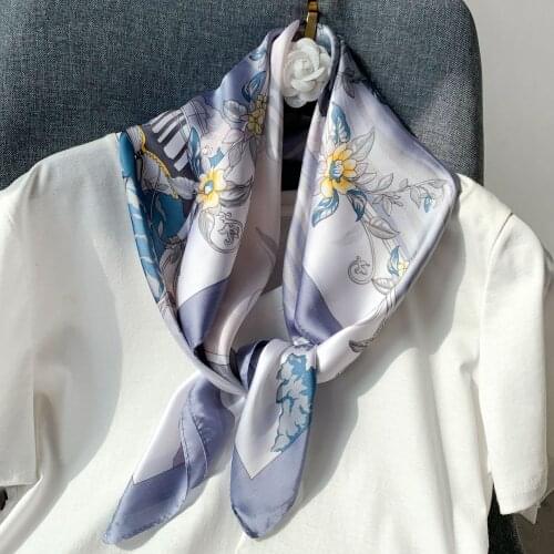 New Silk Scarf Square Lady Hair Band Print Fashion Shawl Neckerchief Head Band Women Bandana Hijab Female Wraps Foulard Summer