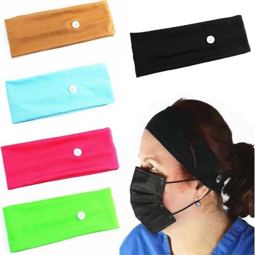 Unisex Solid Color Sports Elastic Button Hair Band Yoga Gym Headband Sweatband for outdoor home office running workout fitness