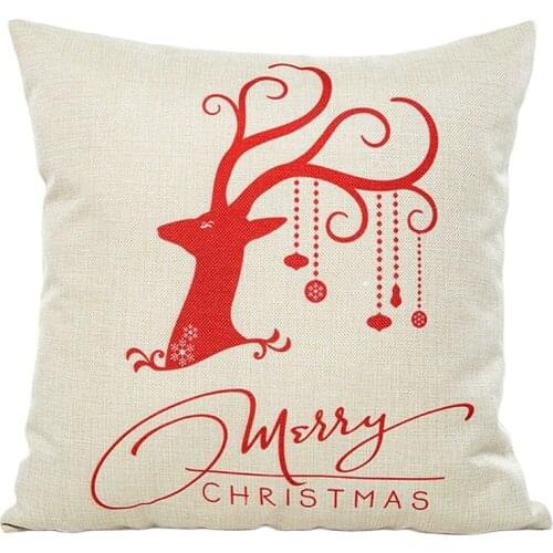 OUTADX mas linen Cushion Cover Cotton Polyester Christmas Printed Home Decoration Sofa Seat Car Pillowcase Pillow Cover 45x45cm