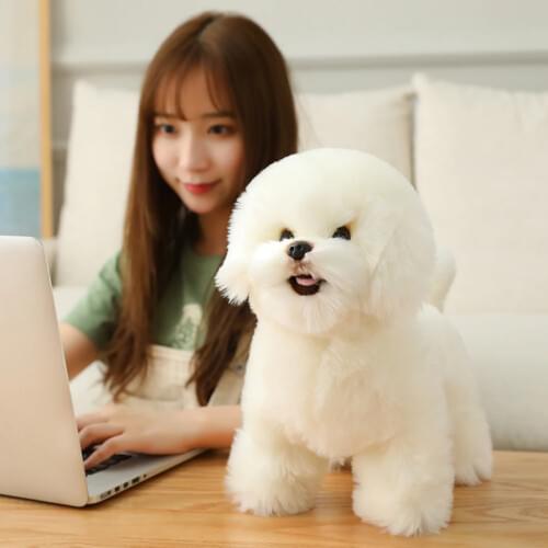 1pc 28CM Liflike Bichon Frise Plush Toys Cute Realistic Animal Dog Dolls Stuffed Soft Bichon for Children Baby Home Decor Gifts