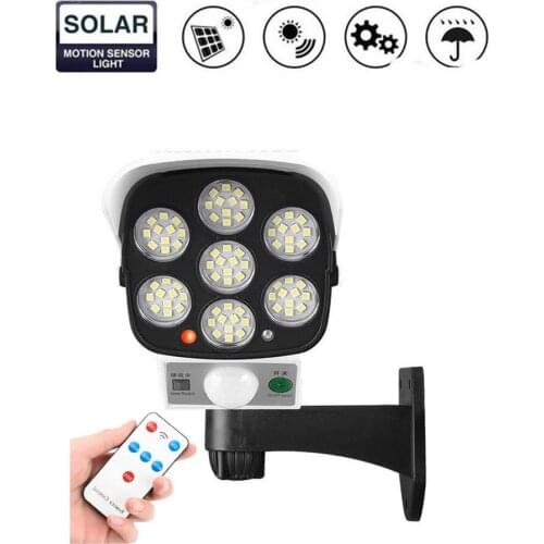 Remote Solar motion sensor Power Charging Simulation Camera Outdoor Waterproof LED Lighting Lamp Dummy Camera induction lamp Bui