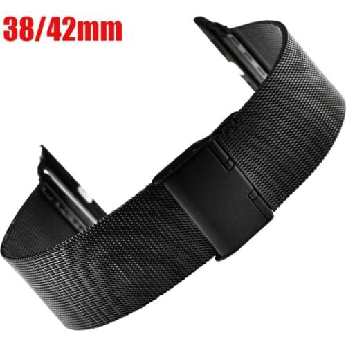 Fashion Metal Stainless Steel Mesh Watch Strap for Apple Watch iWatch Wristwatch Strap Black Silver 38mm 42mm Replacement