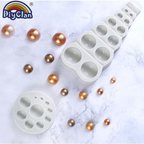 Jewellery Silicone Fondant Mould Big And Small Bead Sphere Round Mold For Biscuits Chocolates Sugarcraft Cake Decorating Tools