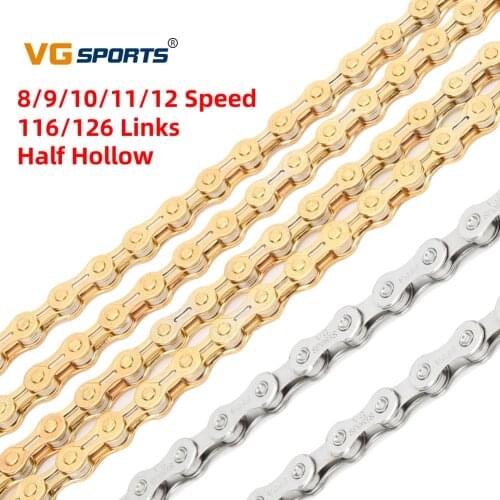 VG Sports 8/9/10/11/12 Speed Bicycle Chain Half Hollow 116 Links Bike Chains MTB Road Bike Ultralight 126 Links Chain