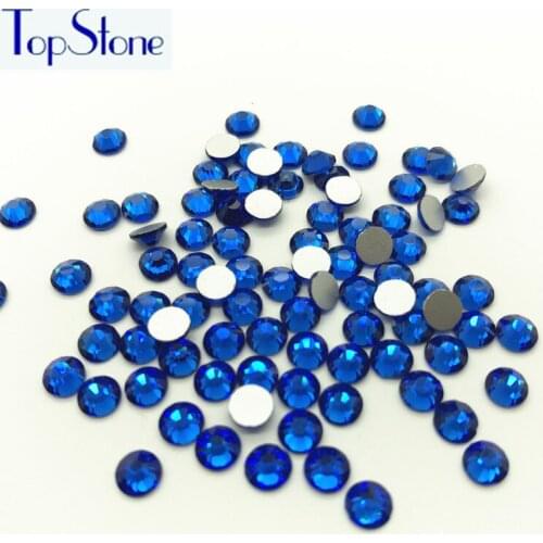 Topstone ss16 ss20 Capri Blue Non Hotfix Rhinestones 1440pcs/Pack, Flat Back Glue on Rhinestones for Nail Art