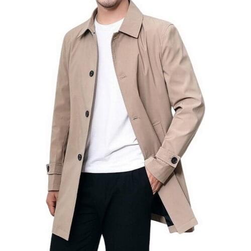 Men Trench Mens Coat Fashion Lapel Trench Jacket Male Business Casual Windbreaker Spring Autumn Outerwear Jaqueta Masculina