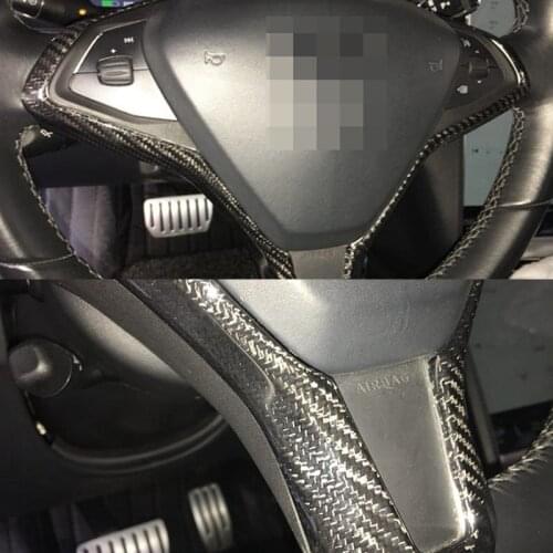 Genuine Carbon Fiber Car Inner Steering Wheel Frame Trim Steering Wheel Decorative Accessories For Tesla Model S Class 2016-2019