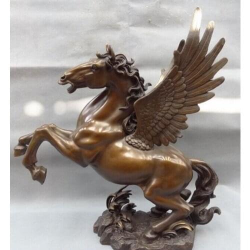 Xd 002059 22" Folk Chinese Pure Bronze Year Zodiac Legend FengShui Fly Uo Horse Statue