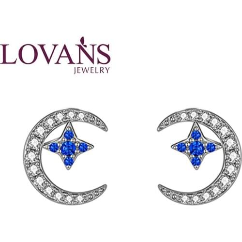 Chic Moon Stars Studs Authentic 925 Silver Earrings For Women Female Jewelry Mujer Brincos Zirconia Anti-allergy Studs Brand