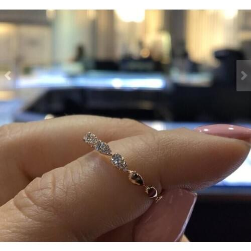 Small fresh dainty white zircon rose gold ring for women wedding engagement ring jewelry gift 2019