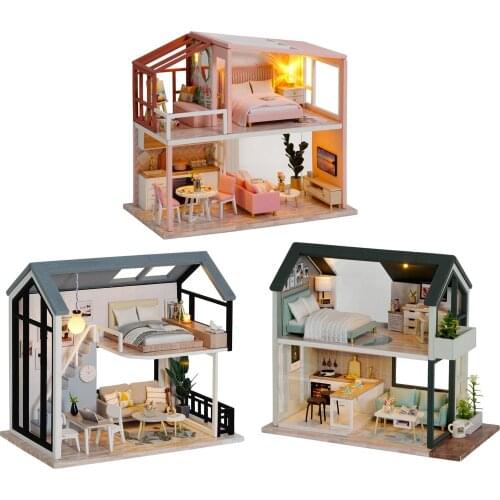 1/24 DIY Doll House Wooden Doll Houses Miniature Dollhouse Furniture Kit Toys Doll Houses DIY Miniature Furniture Tiny House