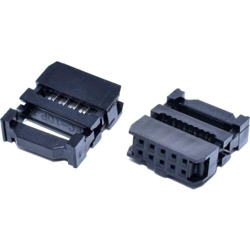 100 Pcs/ Lot 2.54mm Pitch 2x5 Pin 10 Pin IDC FC Female Header Socket Connector FC-10