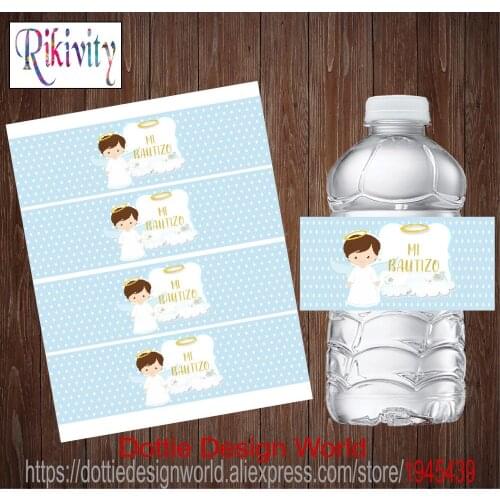 20pcs Mi Bautizo Prime Communion Baptism Water Bottle Wine Labels Candy Bar Wrapper Stickers Birthday Party Baby Show Decoration