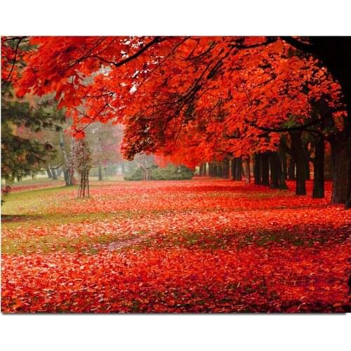 Nature Red Autumn Leaf 5D Square round Diy Diamond Embroidery Large Size diamond Mosaic patterns Diamond Painting sale autumn