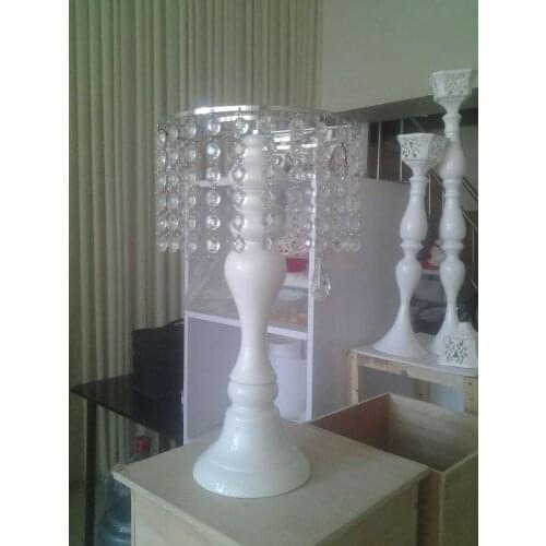 Free Shipping White Crystal Wedding Flower Vase Flower Rack Wedding Table Centerpiece 46cm(H) 10 pcs/lot