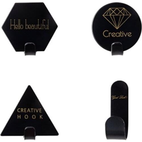 4pcs/lot Letter Key Hook Stainless Steel Key Holder Wall Kitchen Household Creative White Black Key Decorative Hooks