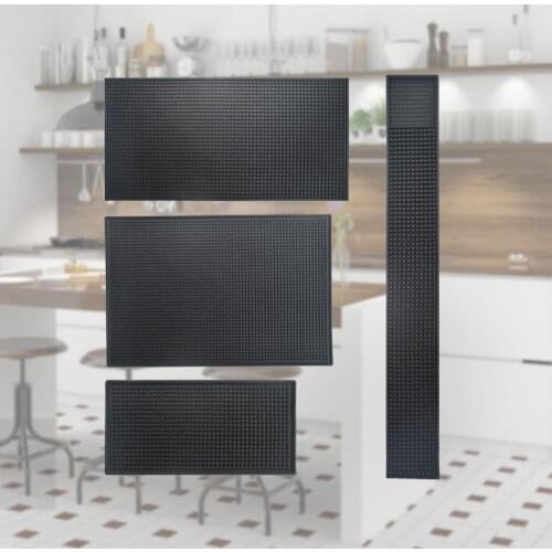 Black Bar Mat Rubber Bar Easy to Clean Quick Drainage Rubber Elastic More Thicker Table Mat for Holding Glass Bar Service Mat